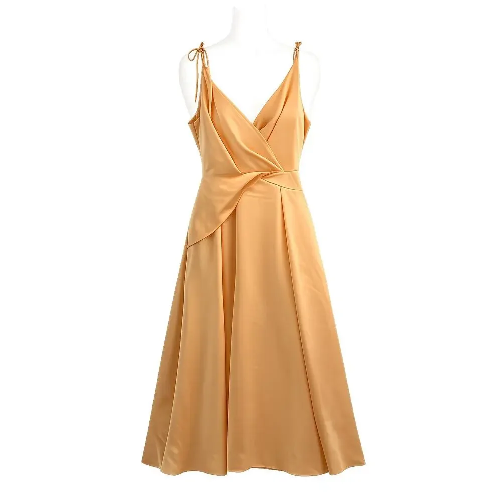 ASOS Design Tie Strap Formal Midi Dress - Apricot - Size 8 - Picture 1 of 9